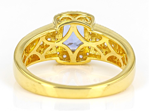 Tanzanite and Zircon Ring in Vermeil Yellow Gold Over Sterling Silver Christmas Gift Ring, selling Gift For Her