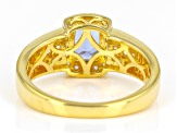 Tanzanite With White Zircon 18K Yellow Gold Over Sterling Silver Ring 0.98ctw