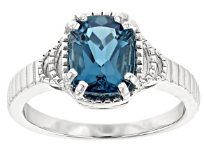 London Blue Topaz Rhodium Over Sterling Silver Ring 2.30ct