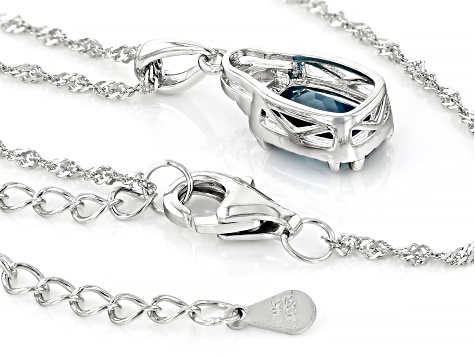 London Blue Topaz Rhodium Over Sterling Silver Pendant with Chain 2 ...