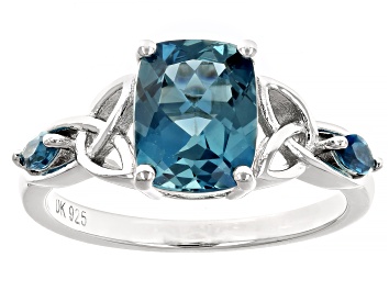 Blue Lab Created Alexandrite Rhodium Over Silver Ring 1.75ctw