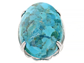 Blue Composite Turquoise Rhodium Over Sterling Silver Ring