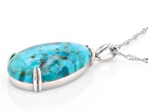 Blue Turquoise Rhodium Over Sterling Silver Pendant with Chain