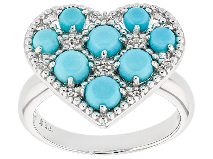 Blue Sleeping Beauty Turquoise Rhodium Over Sterling Silver Heart