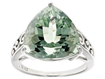 Picture of Green Prasiolite Rhodium Over Sterling Silver Ring 7.23ct