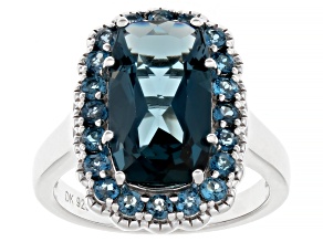 London Blue Topaz Rhodium over Sterling Silver Ring 5.36ctw