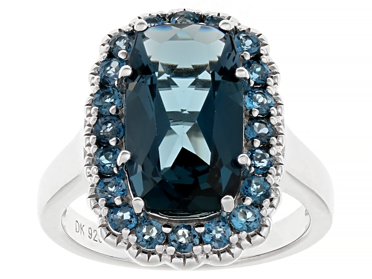 London Blue Topaz Rhodium over Sterling Silver Ring 5.36ctw