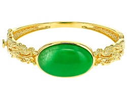 Green Jadeite 18k Yellow Gold Over Sterling Silver Pendant With Chain