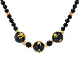 Black Onyx Rhodium Over Sterling Silver Dragon Necklace 4.08ctw