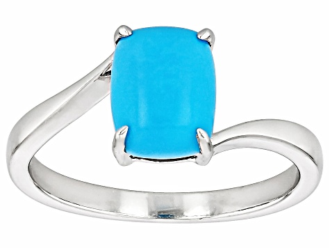 Blue Sleeping Beauty Turquoise Rhodium Over Sterling Silver Ring