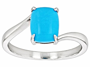 Blue Sleeping Beauty Turquoise Rhodium Over Sterling Silver Ring