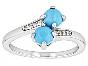 Blue Sleeping Beauty Turquoise Rhodium Over Sterling Silver Ring 0.05ctw