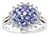 Blue Tanzanite Rhodium Over Sterling Silver Ring 1.84ctw