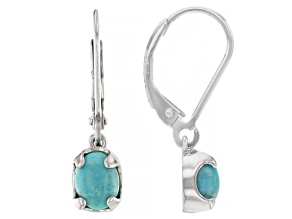 Blue Composite Turquoise Rhodium Over Sterling Silver Earrings
