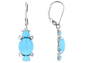 Blue Sleeping Beauty Turquoise Rhodium Over Sterling Silver Earrings 0.20ctw