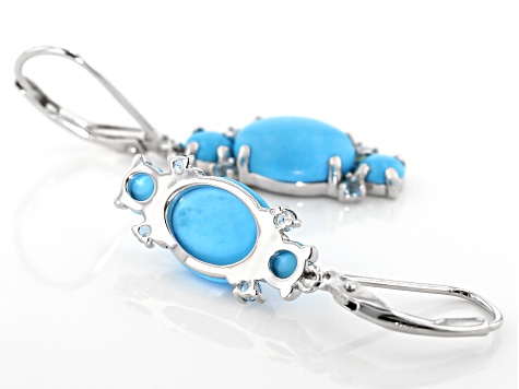 Blue Sleeping Beauty Turquoise Rhodium Over Sterling Silver Earrings 0.20ctw