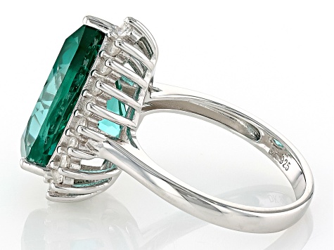 Green Lab Created Spinel Rhodium Over Sterling Silver Ring 6.20ctw