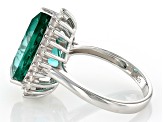 Green Lab Created Spinel Rhodium Over Sterling Silver Ring 6.20ctw