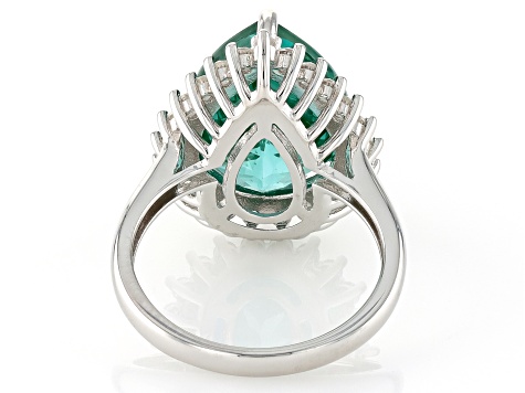 Green Lab Created Spinel Rhodium Over Sterling Silver Ring