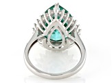 Green Lab Created Spinel Rhodium Over Sterling Silver Ring 6.20ctw