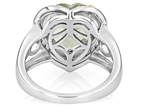 Green Prasiolite Rhodium Over Sterling Silver Ring 4.81ctw