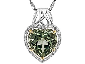 Green Prasiolite Rhodium Over Sterling Silver Pendant with Chain 4.94ctw