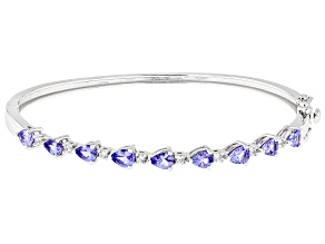 Blue Tanzanite Rhodium Over Sterling Silver Bracelet 2.50ctw