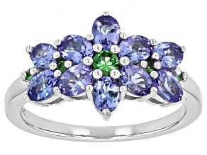 Blue Tanzanite Rhodium Over Sterling Silver Ring 1.64ctw