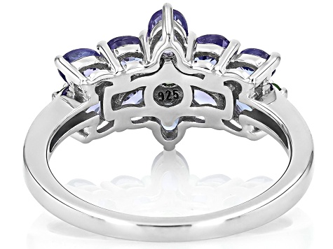 Blue Tanzanite Rhodium Over Sterling Silver Ring 1.64ctw