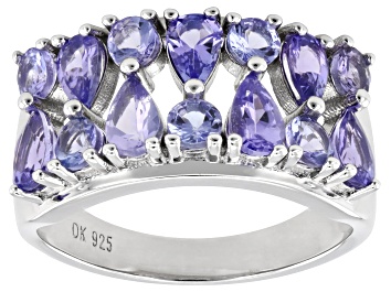 Picture of Blue Tanzanite Rhodium Over Sterling Silver Ring 2.50ctw