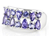 Blue Tanzanite Rhodium Over Sterling Silver Ring 2.50ctw