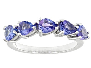 Blue Tanzanite Rhodium Over Sterling Silver Ring 1.28ctw