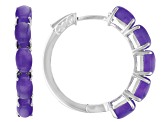 Purple Jadeite Rhodium Over Sterling Silver Hoop Earrings