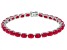 Red Jadeite Rhodium Over Sterling Silver Bracelet