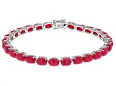 Red Jadeite Rhodium Over Sterling Silver Bracelet