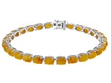 Yellow Jadeite Rhodium Over Sterling Silver Bracelet