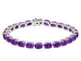 Purple Jadeite Rhodium Over Sterling Silver Bracelet