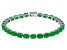 Green Jadeite Rhodium Over Sterling Silver Bracelet