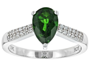 Green Chrome Diopside Rhodium Over Sterling Silver Ring 1.26ctw