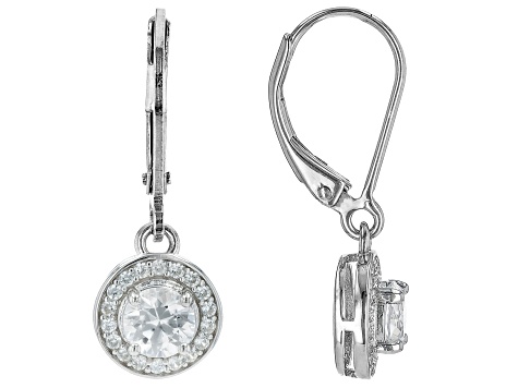 White Zircon Rhodium Over Sterling Silver Earrings 1.25ctw