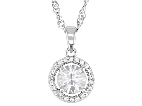 White Zircon Rhodium Over Sterling Silver Pendant with Chain 1.22ctw
