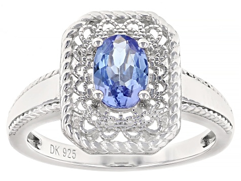 Blue Tanzanite Rhodium Over Sterling Silver Ring 0.64ct - SHD589 | JTV.com