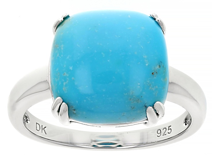 Blue Kingman Turquoise Rhodium Over Sterling Silver Ring - SHD593 | JTV