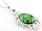 Green Mohave Turquoise Rhodium Over Sterling Silver Pendant with Chain 0.07ct