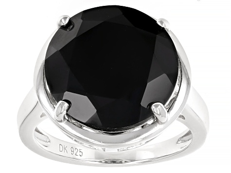 Black Spinel Rhodium Over Sterling Silver Ring 9.35ctw