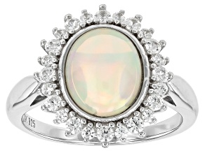 White Ethiopian Opal Rhodium Over Sterling Silver Ring 2.08ctw