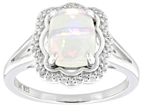 White Ethiopian Opal Rhodium Over Sterling Silver Ring 1.15ctw