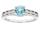 Blue Zircon Rhodium Over Sterling Silver Ring 1.51ctw