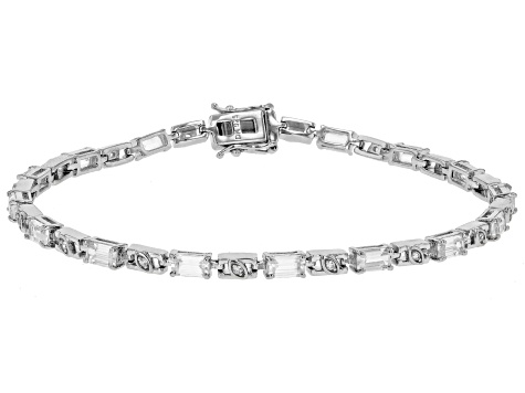 White Zircon Rhodium Over Sterling Silver Bracelet 5.56ctw