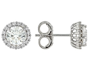 White Zircon Rhodium Over Sterling Silver Earrings 2.14ctw